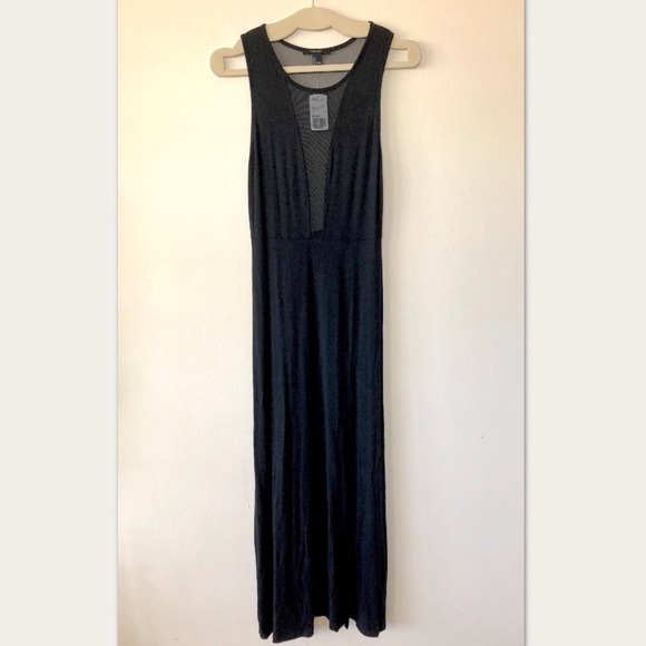 Forever 21 Black Dress Mesh Open Back Detail Large - Picture 2 of 5